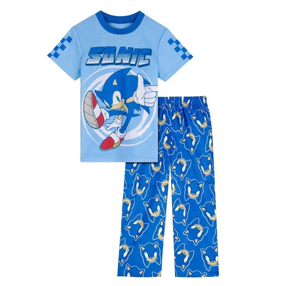 NWT Sonic The Hedgehog Boys Pajama Set Size XS‎ 4-5 Blue TShirt Pants Gaming